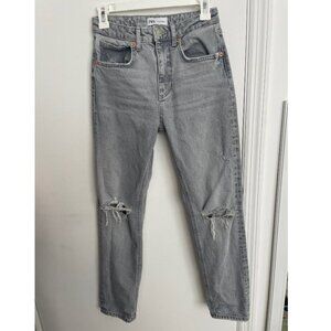 Zara Light Grey High Rise Jeans; Size 2